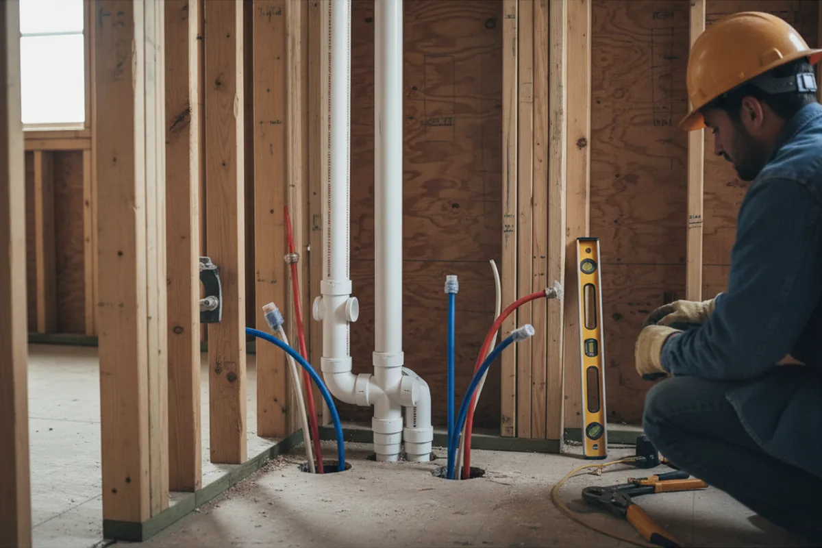 Drain and supply rough-in during Leak Detection in Dolton
