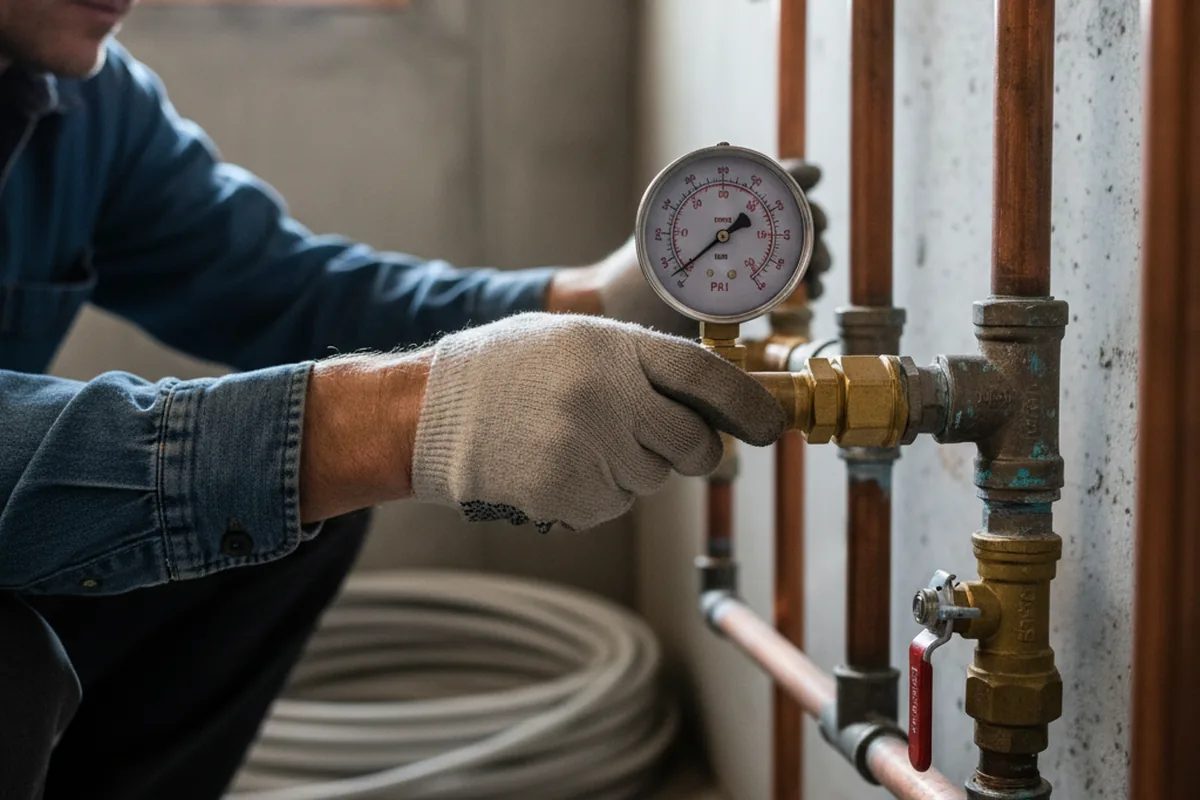 Pressure testing a repaired line during Water Line Repair in Dolton